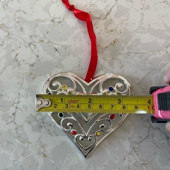 Lenox Sparkle and Scroll Multi-Crystal Heart Ornament - Picture 2 of 4